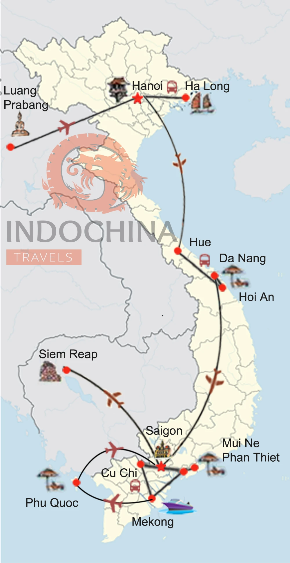 Indochina Intensiv — 25-tägige Privat-Rundreise: Kulturhighlights, Abenteuer & Traumstrände in Phan Thiet oder Phu Quoc