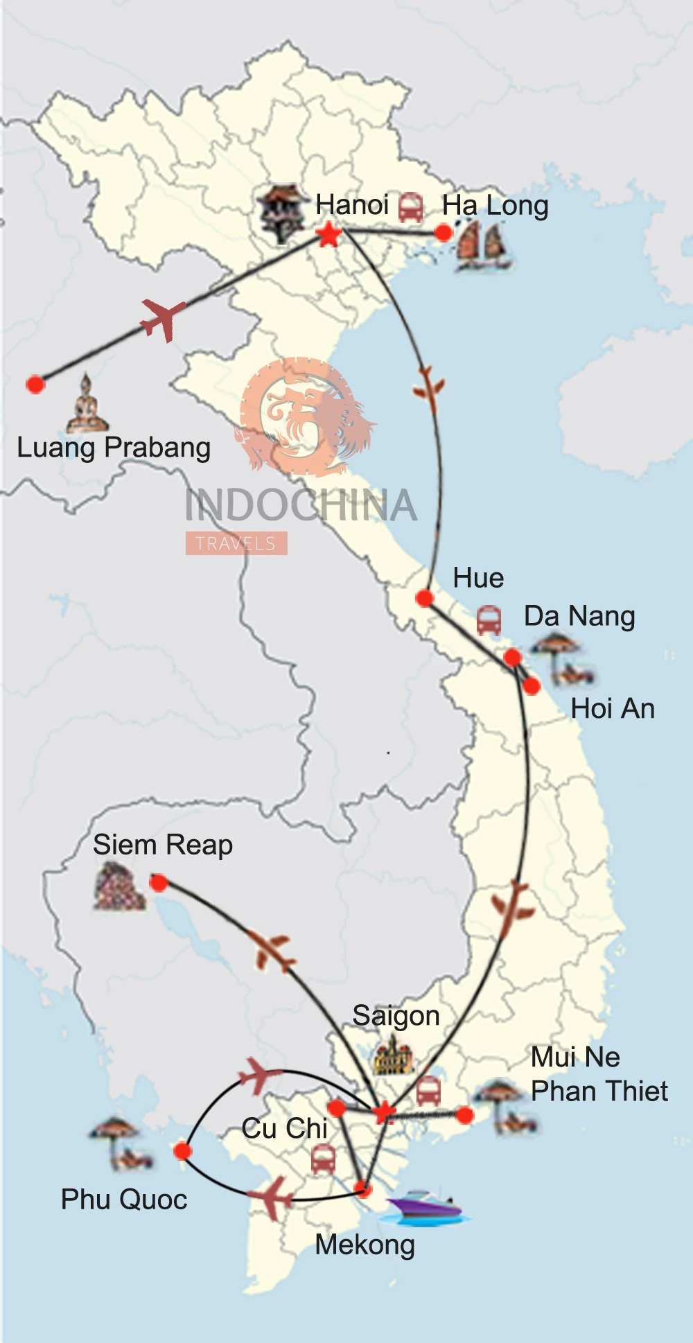 Indochina Mekong Erlebnis – Vietnam, Laos & Kambodscha mit Strandoption Phan Thiet / Phu Quoc